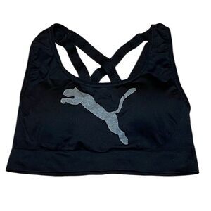Puma Sports Bra, black , silver decal